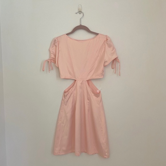 Dollskill Pink Satin Cut Out Party Dress - Picture 3 of 3